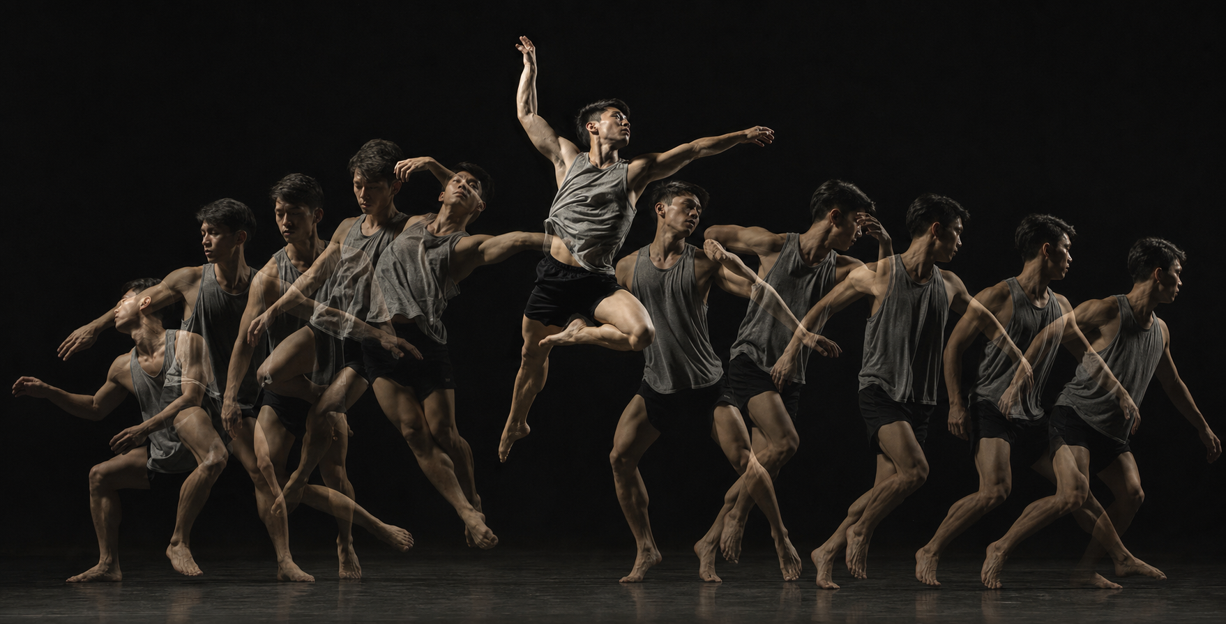 Série de photographie sportive en rafale d'un danseur en mouvement